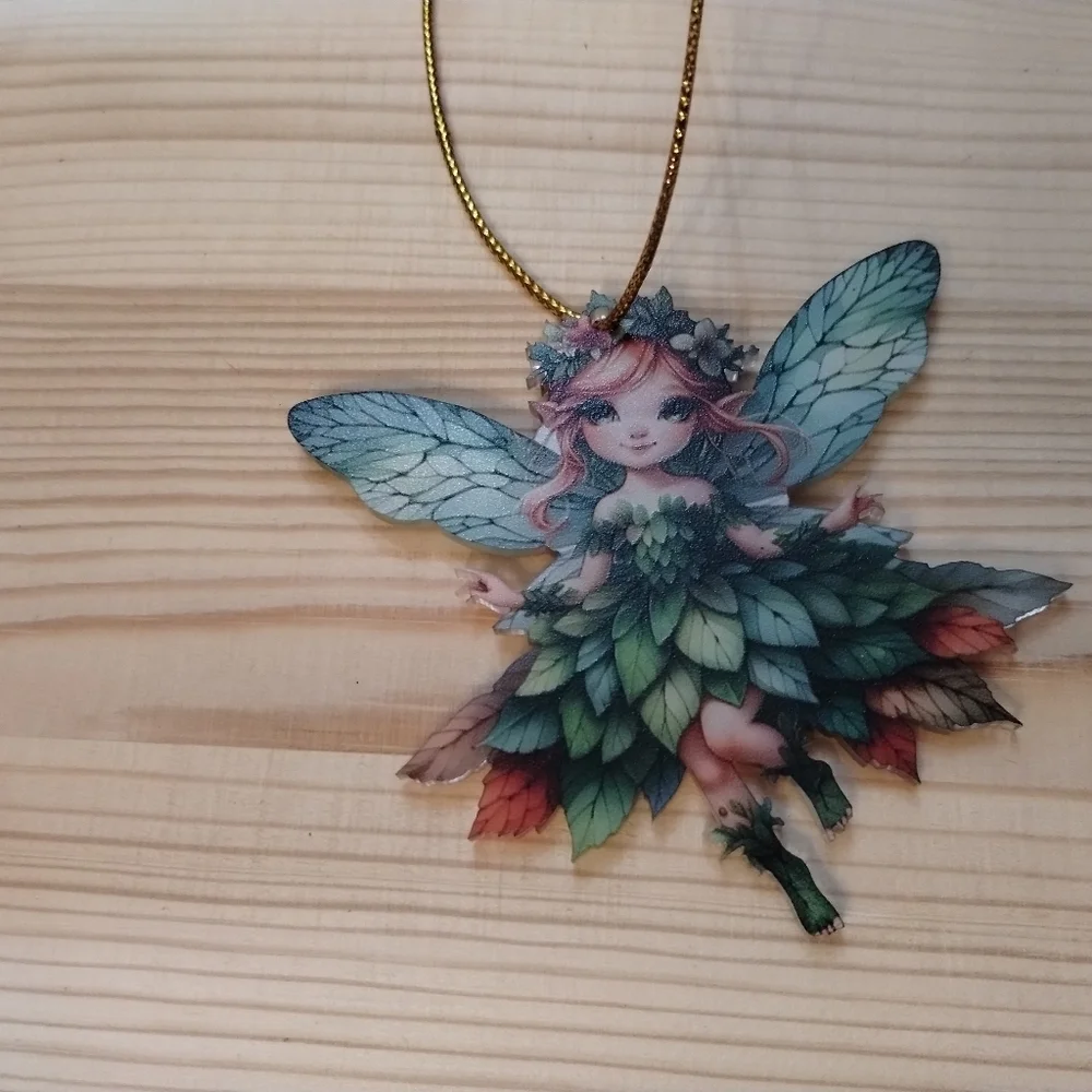 Fairy Ornament 2D Flat Fantasy Pixie Leaf Fairy New Woodland Decor